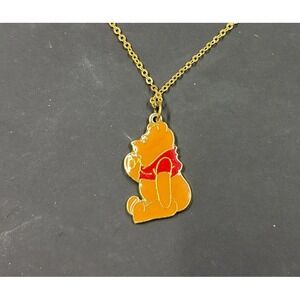Vintage Disney Winnie The Pooh Goldtone Necklace And Chain